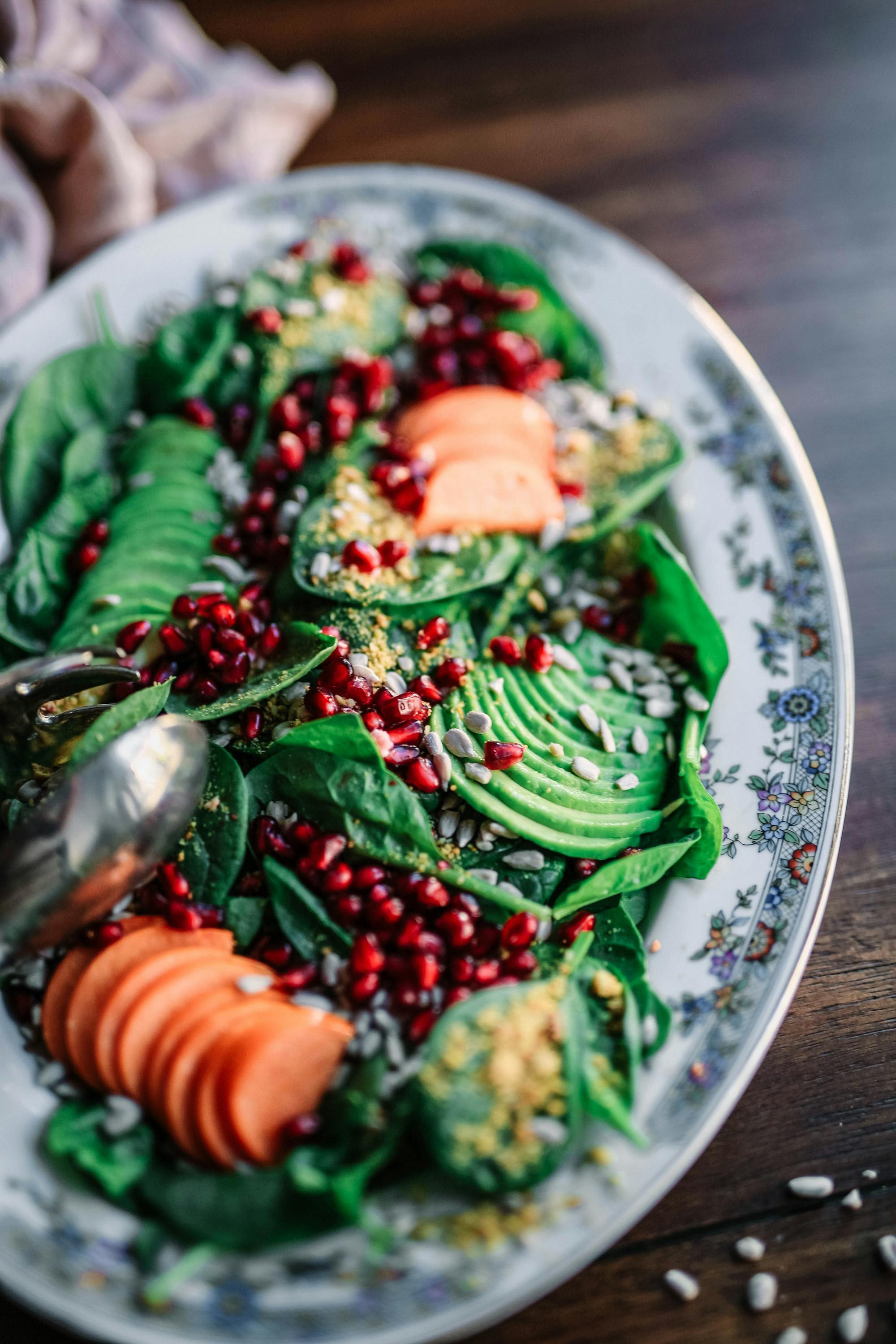 Colorful plant-based bowls plated for service